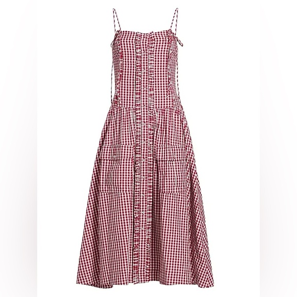 damson madder faith midi dress in cherry gingham - Picture 1 of 7